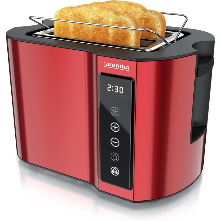 Prajitor de paine Arendo Frukost Touch, 2 felii, inox, rosu