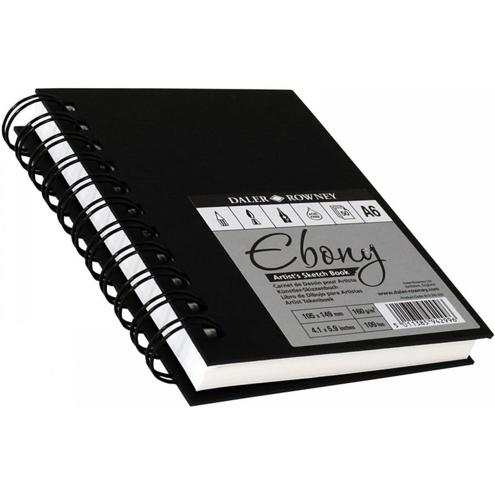Caiet Schite Daler Rowney A5 Spiralat, Coperta Dura, Portret