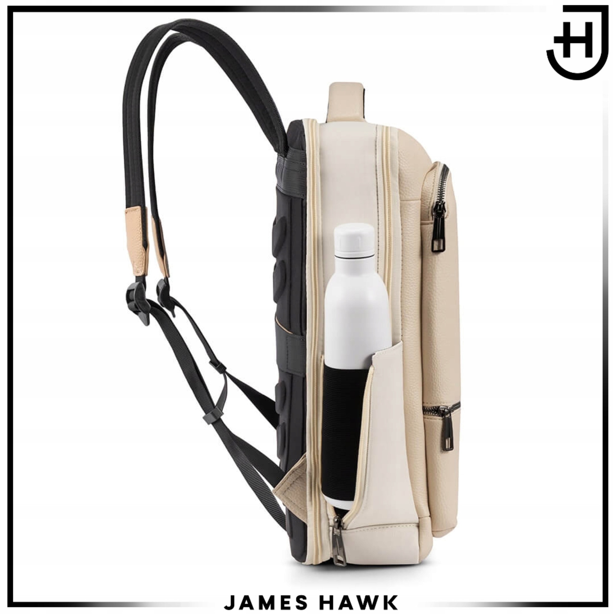 Rucsac Laptop Business Si Urban, James Hawk, Urban Elite, 15.6-16 Inch, Bej, Protectie Rfid, Port Usb Si Usb-C, 43x30x17 cm, Impermeabil, Compartimentat, Ergonomic, Design Modern, Elegant, Spate Ventilat, Scoala, Facultate, Munca, Office, Calitate Premium