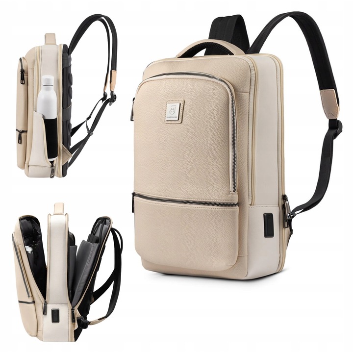 Rucsac Laptop Business Si Urban, James Hawk, Urban Elite, 15.6-16 Inch, Bej, Protectie Rfid, Port Usb Si Usb-C, 43x30x17 cm, Impermeabil, Compartimentat, Ergonomic, Design Modern, Elegant, Spate Ventilat, Scoala, Facultate, Munca, Office, Calitate Premium