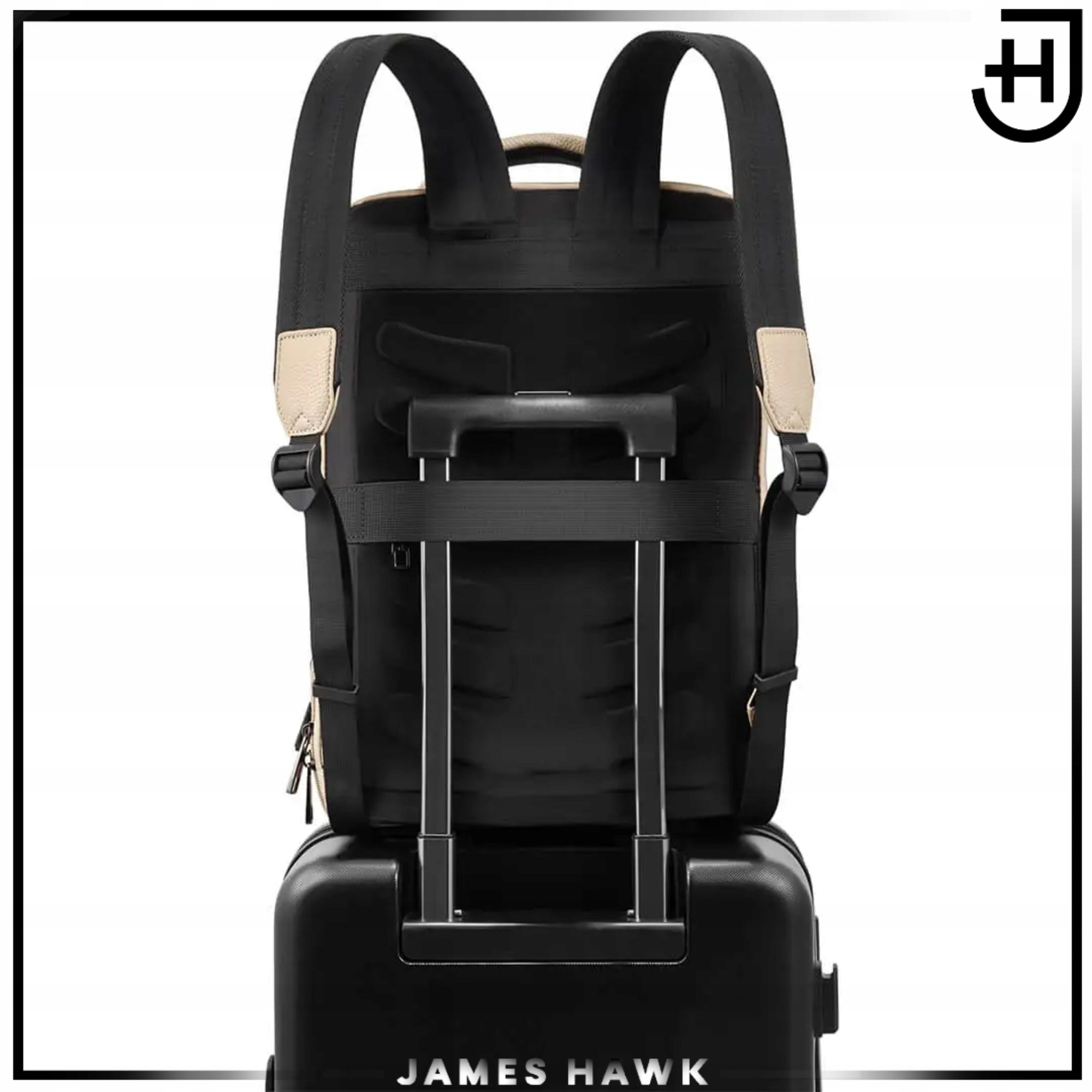 Rucsac Laptop Business Si Urban, James Hawk, Urban Elite, 15.6-16 Inch, Bej, Protectie Rfid, Port Usb Si Usb-C, 43x30x17 cm, Impermeabil, Compartimentat, Ergonomic, Design Modern, Elegant, Spate Ventilat, Scoala, Facultate, Munca, Office, Calitate Premium