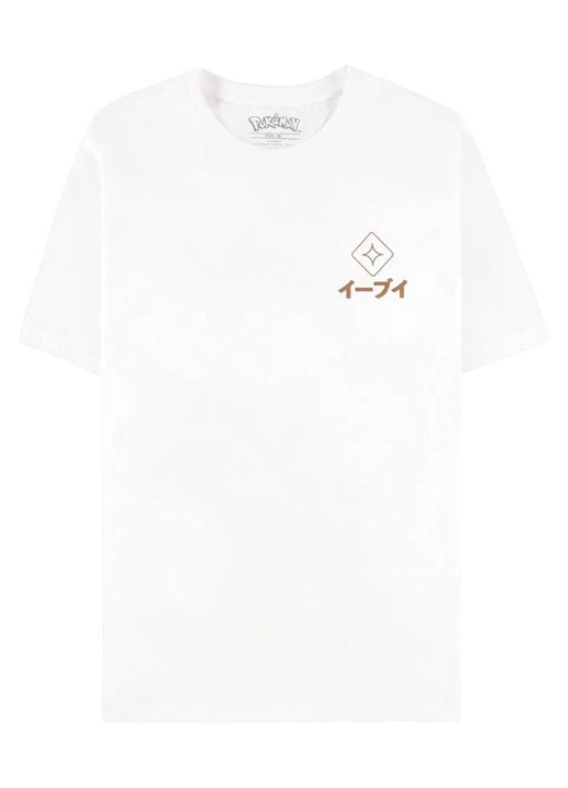 Férfi póló, Difuzed, Pokemon Eevee, 100% pamut, fehér