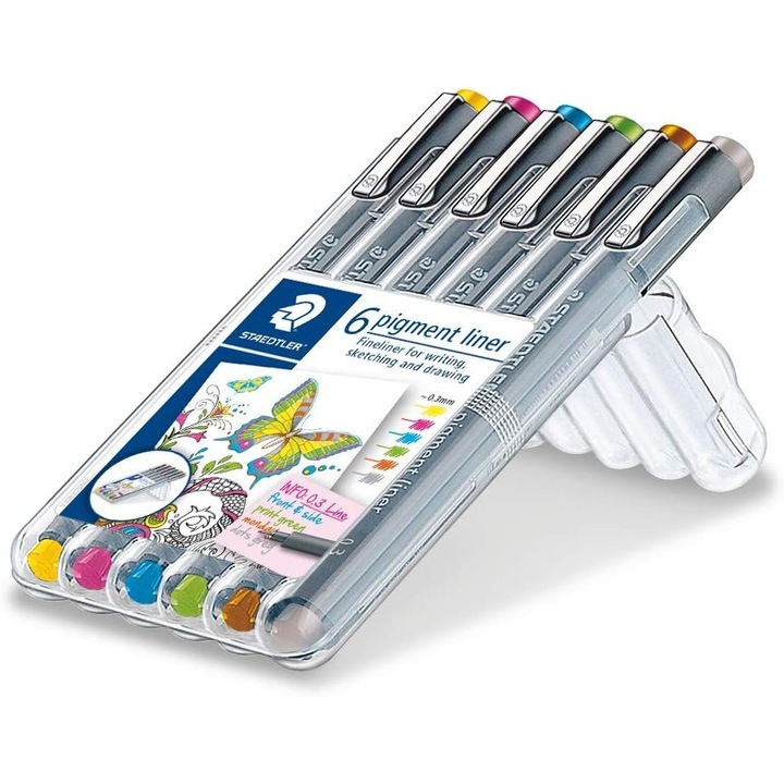 Set pixuri fineliner STAEDTLER, 0.3 mm, multicolor, 6 bucati