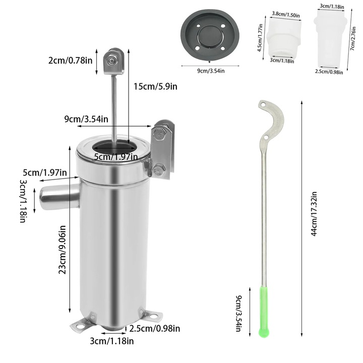Водна помпа, ръчна, от неръждаема стомана, 12V, сребриста, 25.5x44см