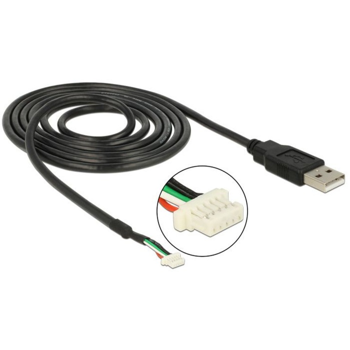 Cablu de conexiune USB 2.0 DeLock, 1,5m, 5 pini, negru