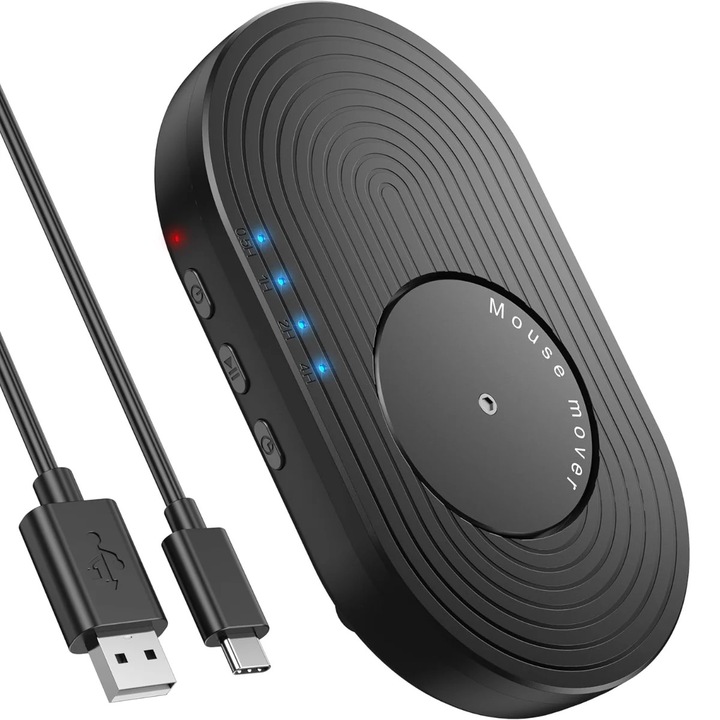 Egér Jiggler HASEPE, Mechanikus Időzítővel, Fizikai Egérmozgató Driver Nélkül, Egérrázó Véletlenszerű Mozgással, Ultra Csendes Eszköz PC-hez és Laptophoz, Alvásmegelőző, USB vagy Adapteres Tápellátás