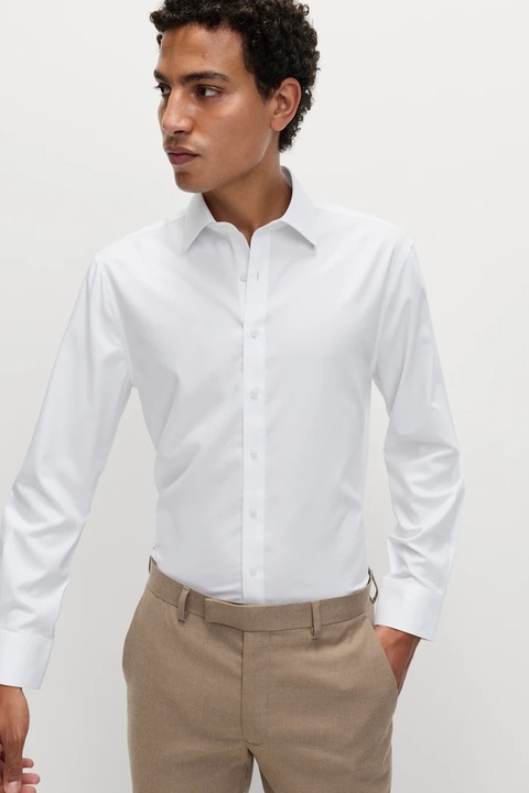 Marks & Spencer, Camasa slim fit din bumbac, Alb