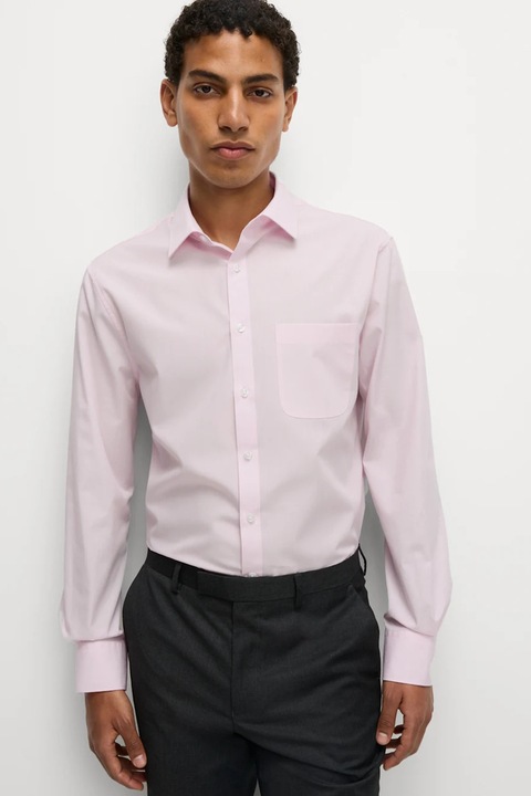 Marks & Spencer, Set de camasa slim fit din bumbac - 3 piese, Roz deschis/Albastru deschis