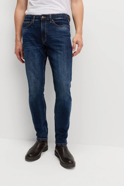 Marks & Spencer, Blugi slim fit cu talie medie, Albastru indigo