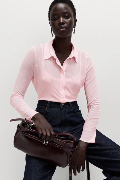 Marks & Spencer, Camasa cu strasuri si top interior, Roz pal