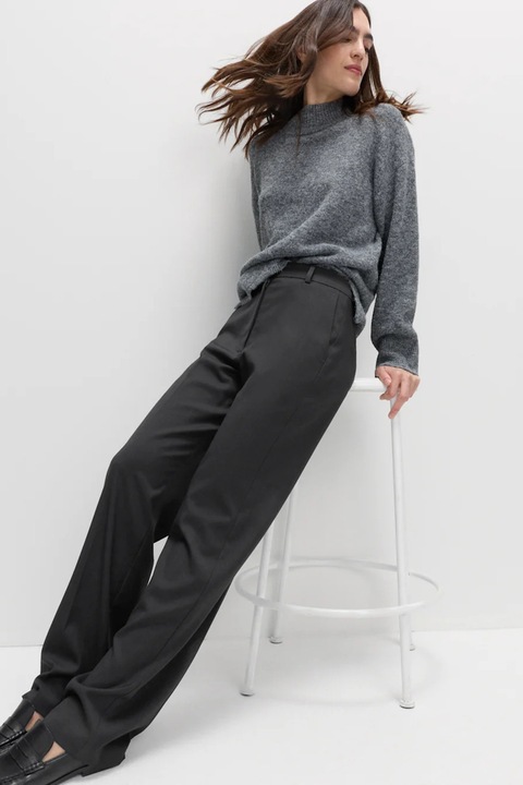 Marks & Spencer, Pantaloni cu croiala dreapta si talie inalta, Gri carbune