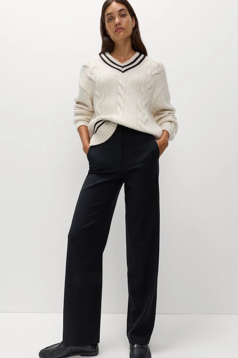 Marks & Spencer, Pantaloni cu croiala dreapta si talie inalta, Negru