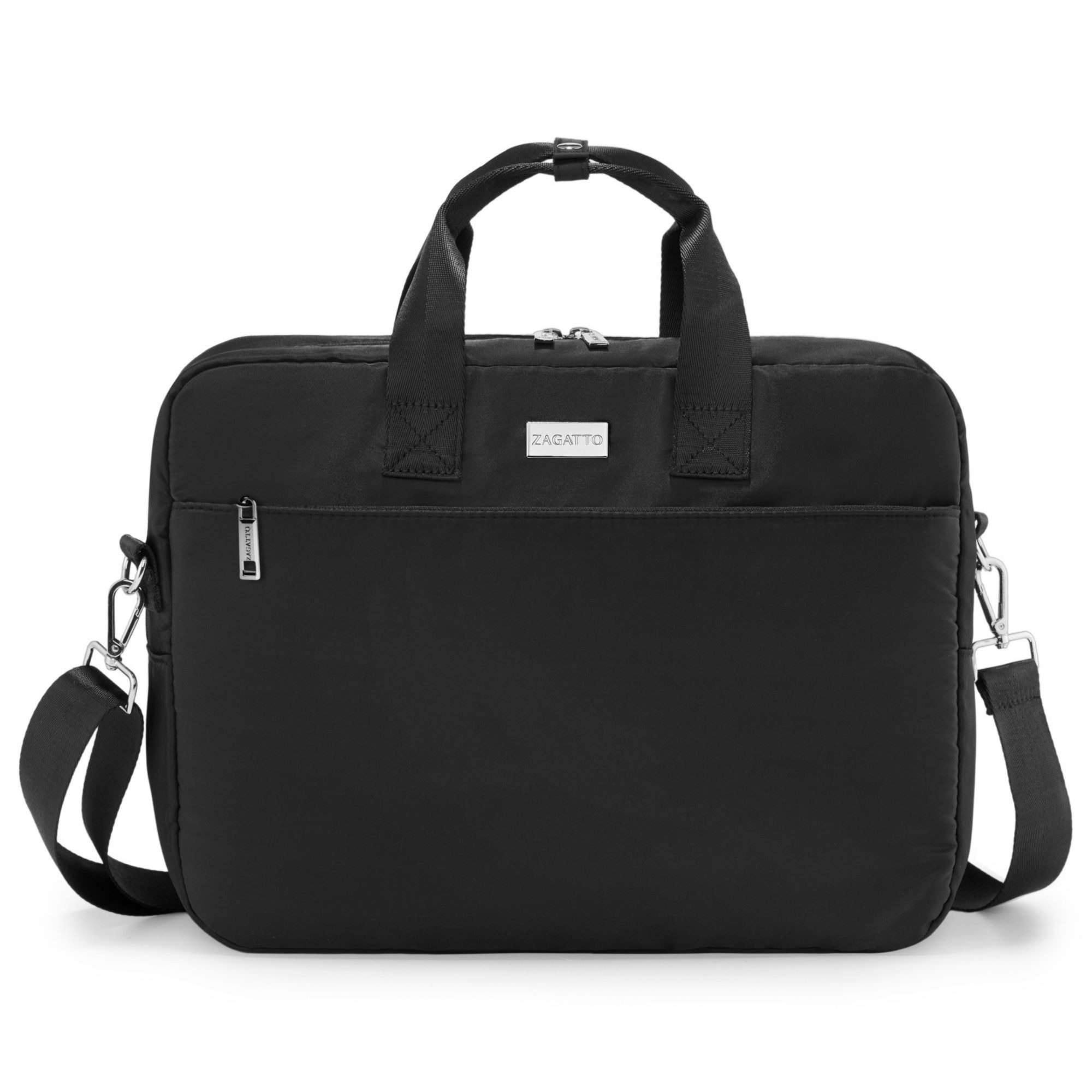 Geanta laptop dama, barbati, Zagatto® ZG 1081, Compatibila 15.6 inch, Dimensiune 40x10x30 cm, Atasabila la troler, Impermeabila, Curea de umar reglabila si detasabila, Protectie antisoc, Buzunar frontal cu fermoar, Eleganta, Casual, Neagra