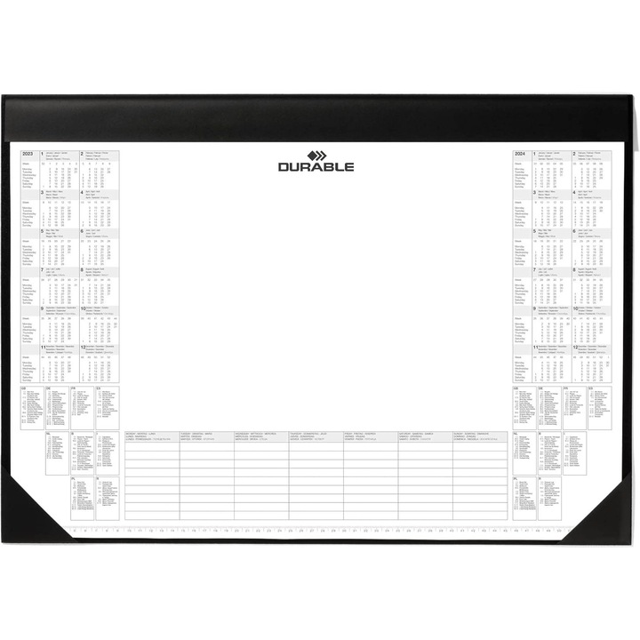 Suport Birou Durable 729101 cu Calendar, 25 File, Negru/Alb, 590x420mm
