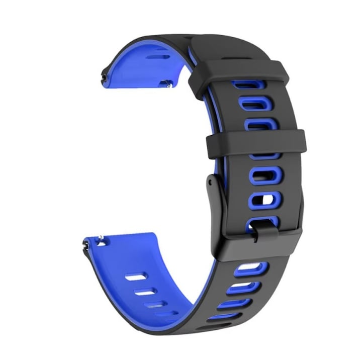 Szilikon szíj, kompatibilis Huawei Watch GT2 GT3 GT4 GT5 GT6 Pro 46mm 48mm, Garmin Venu 2 3 4 45mm, Redmi Watch 5 Lite / Active, Samsung Galaxy Watch 46mm, 3 45mm, Gear S3, Amazfit GTR GTR2, Xiaomi Mi Watch, BEST ACCESSORIES, 22 mm, fekete / sötétkék