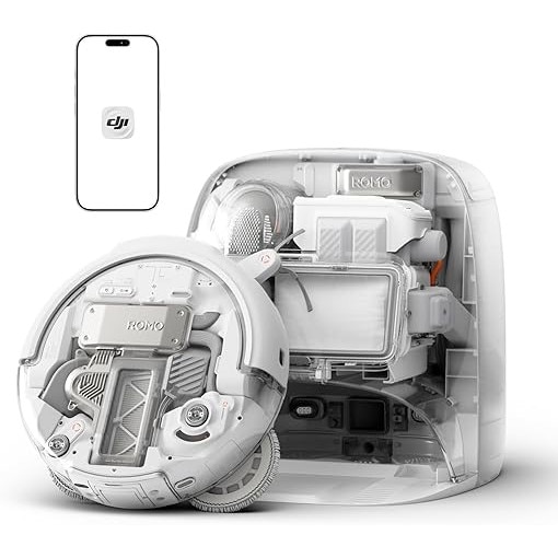 Aspirator robot DJI Romo P, 25.000 Pa, funcție mop, design transparent, capacitate colectare 2.4 l