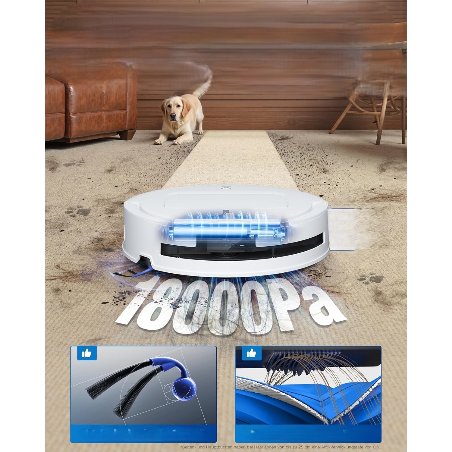 Aspirator robot Ecovacs Deebot T80 OMNI, putere 18.000 Pa, mop auto-curatant, alb, acumulator, 400 ml