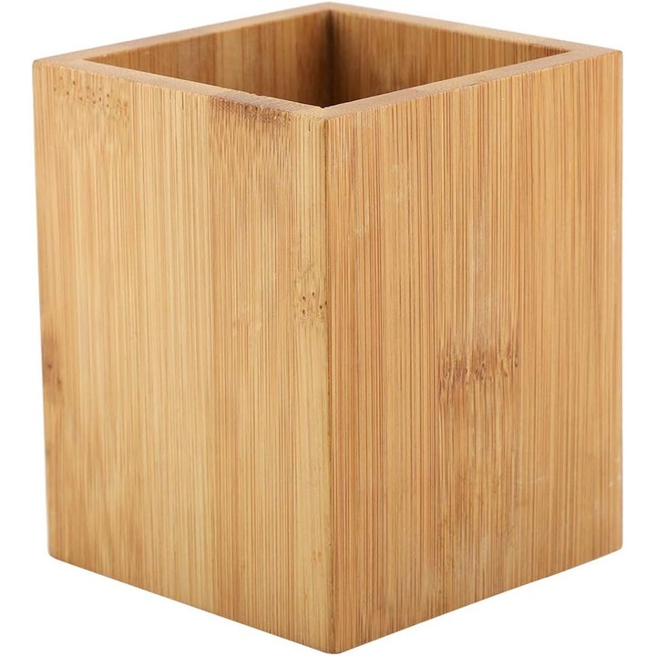 Suport pentru pixuri din bambus, organizator de creioane, material durabil, necolorat, pentru birou si scoala