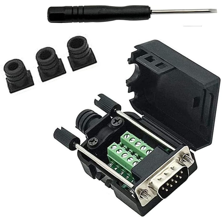 Adaptor Serial DB9, SHANFEILU, 9 pini, conector fără lipire, placă dublu stratificată, cu clemă pliabilă
