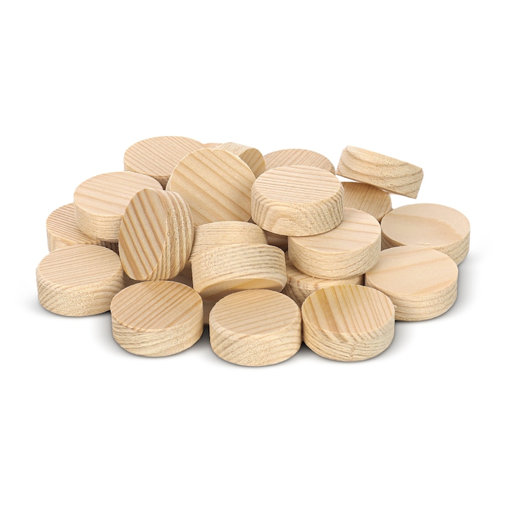 Set 25 Bucati Dopuri din Lemn, Tolux, Capace din Lemn Pentru Gauri, Naturale, Pentru Mobilier, Cep Lemn, 25 mm x 9 mm