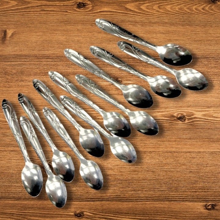 Lingurite de desert 12 buc. metalice mici pentru cafea, espresso si deserturi