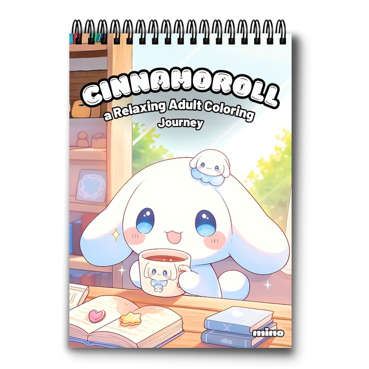 Carte de Colorat Antistres Cinnamoroll A5, 50 ilustratii pentru relaxare, Carte de Colorat pentru Adulti Mindfulness, Terapie prin Arta, Activitati de Reducere a Anxietatii