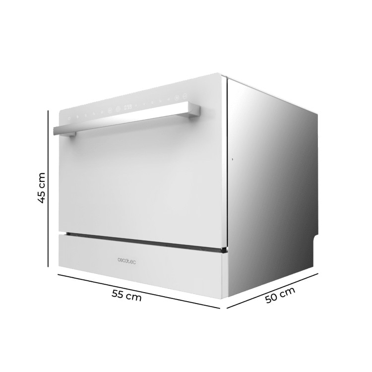 Mini masina de spalat vase Cecotec Bolero Aguazero 2400, 6 seturi, 5 programe, alb, 55x45x55cm