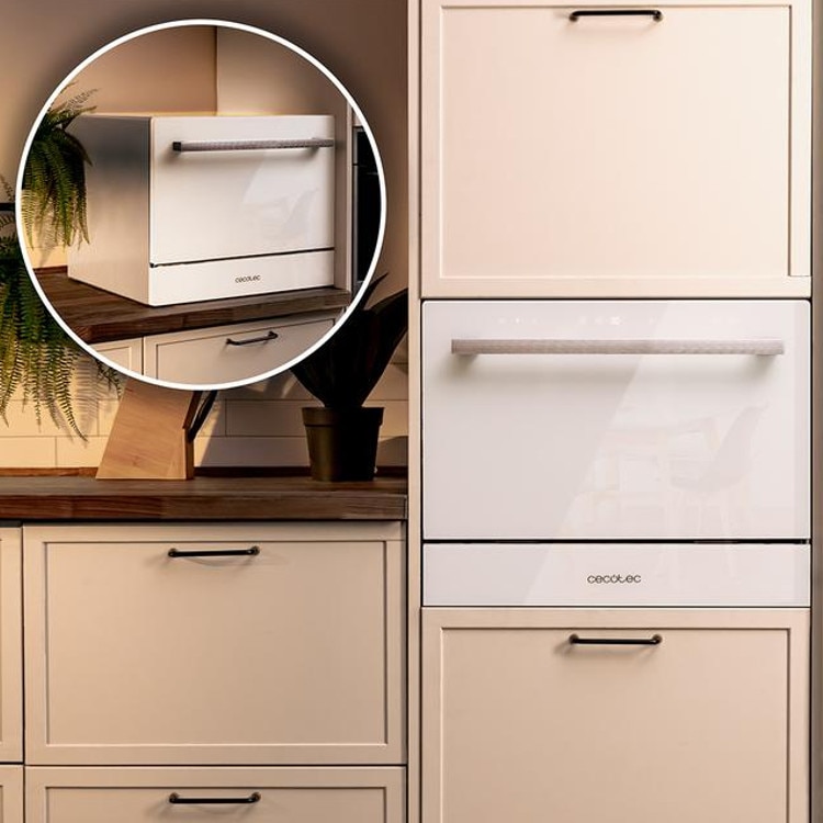 Mini masina de spalat vase Cecotec Bolero Aguazero 2400, 6 seturi, 5 programe, alb, 55x45x55cm