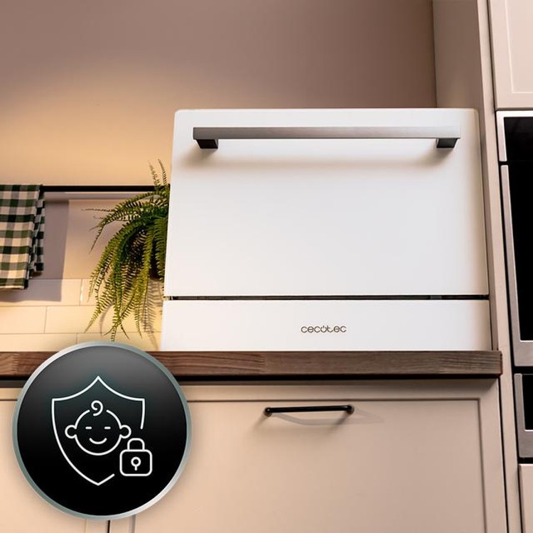 Mini masina de spalat vase Cecotec Bolero Aguazero 2400, 6 seturi, 5 programe, alb, 55x45x55cm