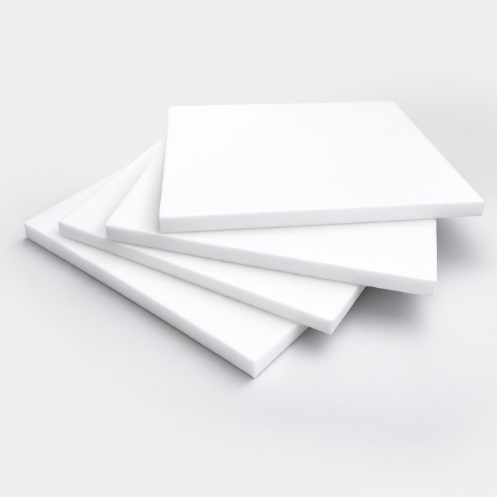 Set 4 placi Burete Geladi,50x50x3 cm, Spuma Poliuretanica, Tapiterie, Alb, Densitate 21kgm³, DIY