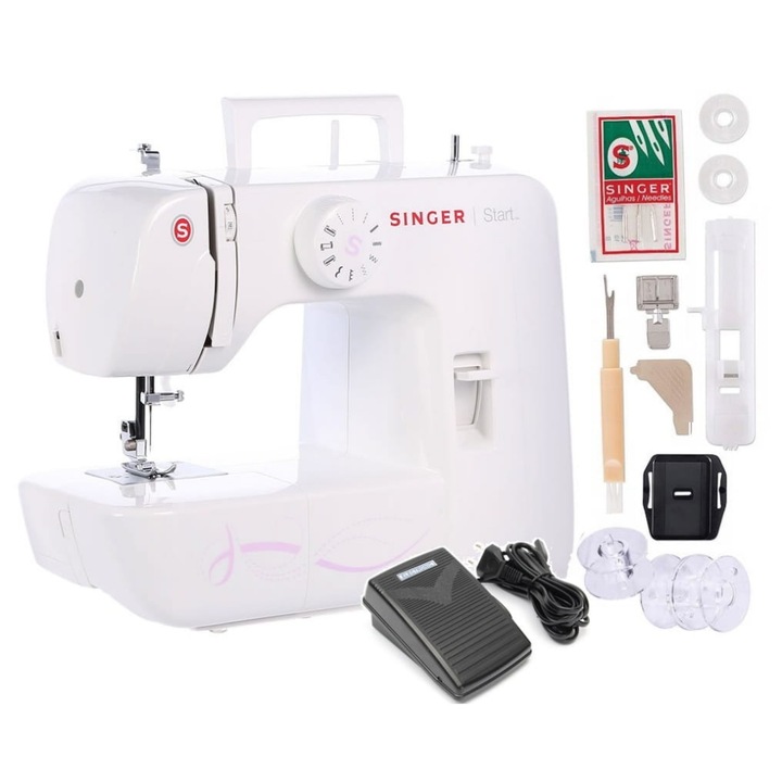 Masina de cusut Singer, 0374318856230, cu accesoprii, alb