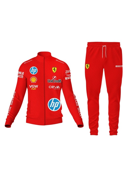 Trening barbati Charles Leclerc Ferrari F1 2, bluza cu fermoar, multicolor