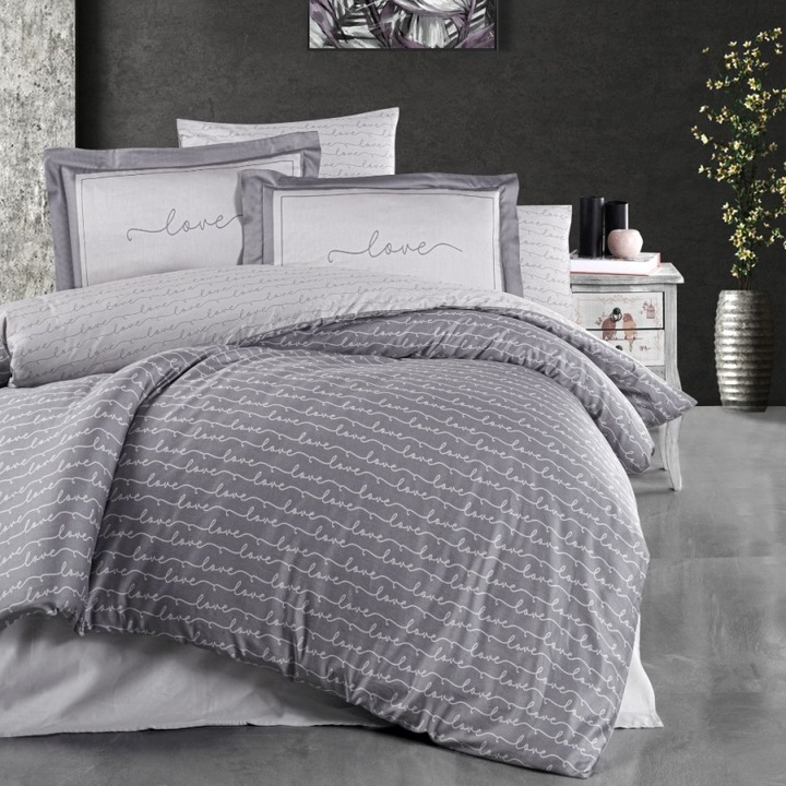 Luxus ágynemű, franciaágyra, 100% szatén pamut, lepedő 240x260 cm, 6 részes, First Choice, Love