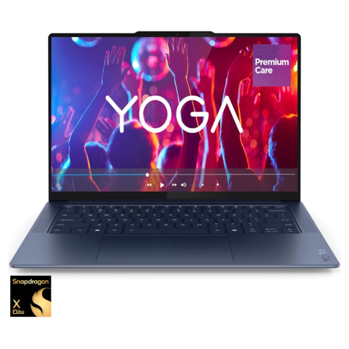 Laptop Lenovo YOGA Slim 7 14Q8X9 cu procesor Snapdragon X Elite 12 Core, 14.5 inch 3K OLED TS, 32 GB RAM DDR5, 512 GB SSD, Windows 11 Pro, Cosmic Blue