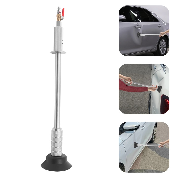 Extractor pneumatic de indoituri, Unealta reparatii caroserie, Ciocan culisant, Ventuza 12 cm, Pentru tabla auto, Portabil, Negru