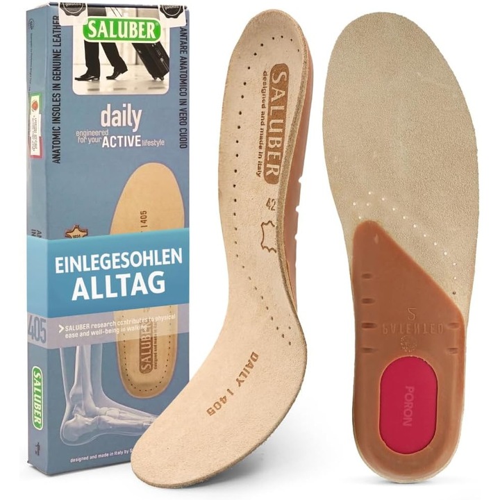Talpici ortopedici Saluber, model Style Daily 405, piele naturală, amortizare Poron+, unisex