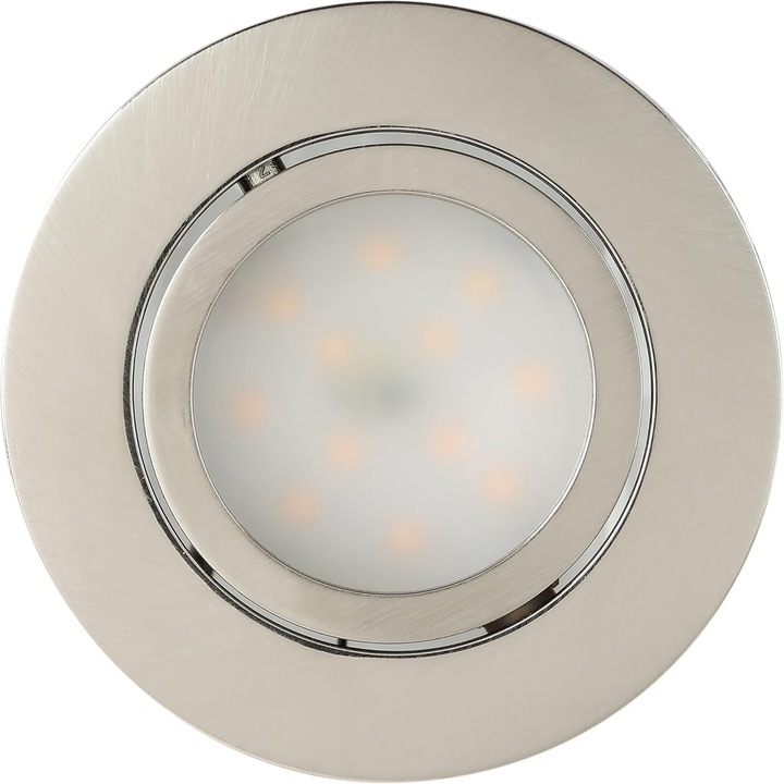 Set 3 Spoturi LED EGLO Pineda, Incastrabile, Argintiu, Lumina Calda