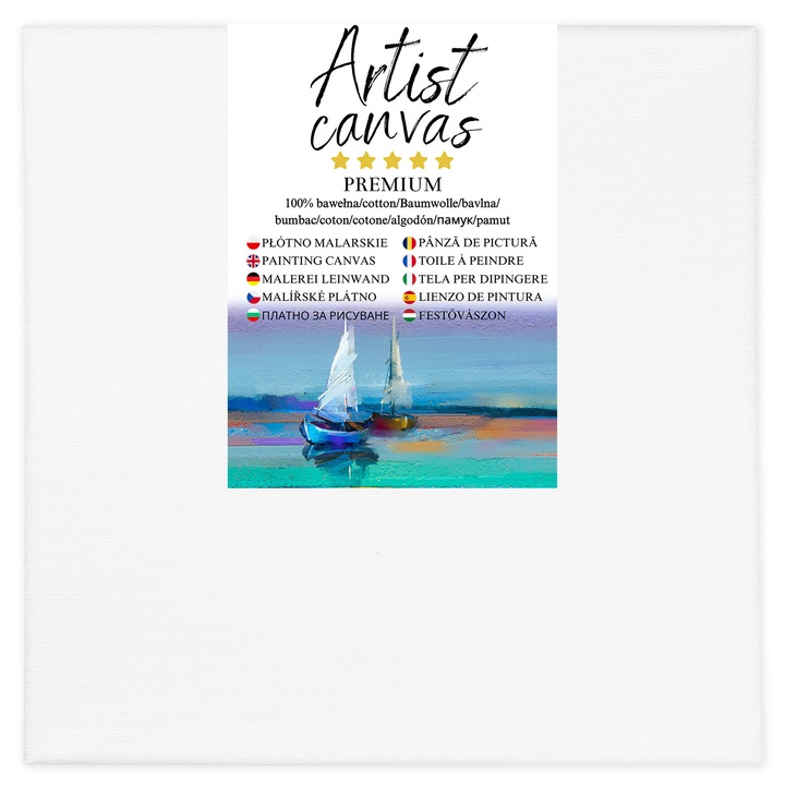 Panza pe sasiu pentru pictura 40x40 cm, alba, ideala pentru pictura