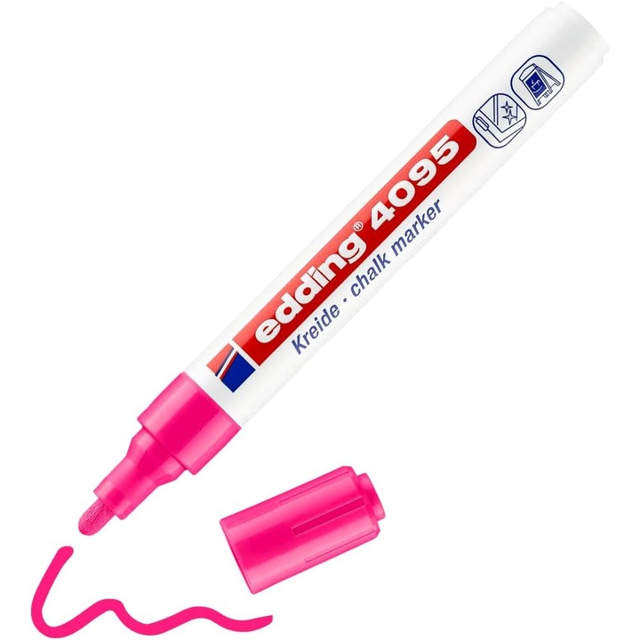 Marker cu creta Edding, neon roz, varf 2-3mm