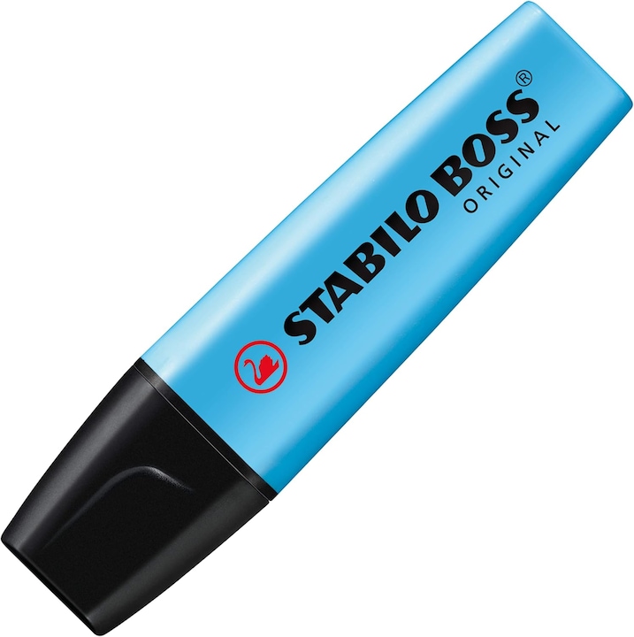 Маркер Stabilo Boss Original, син, скосен връх, 2x5мм, брой
