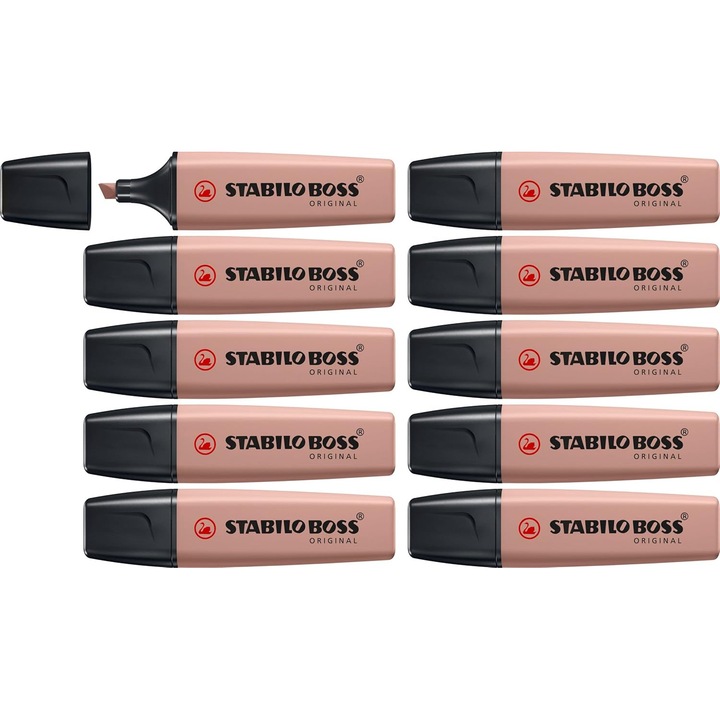 Комплект 10 маркера Stabilo Boss Original NatureColors, земни цветове, черен, двоен връх 2x5mm