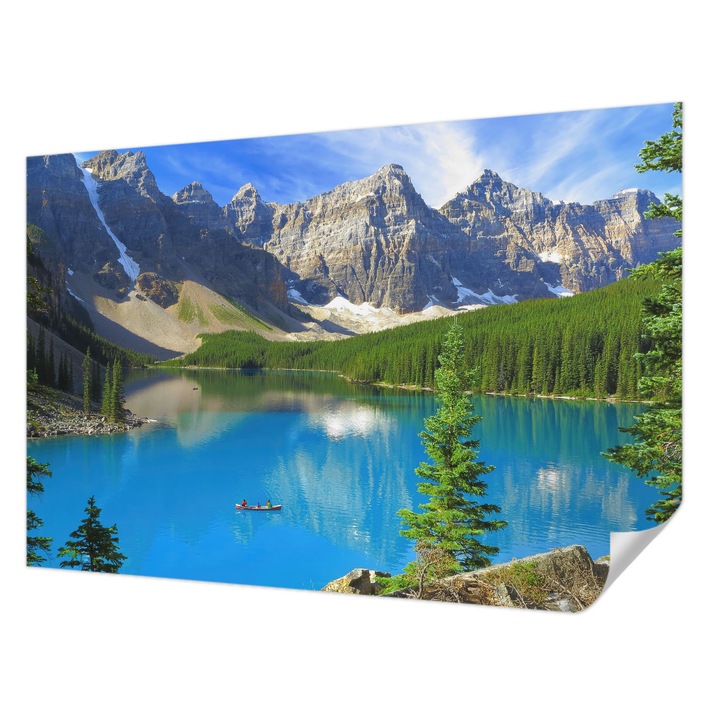 Öntapadós Fotótapéta Falra, Wallfluent, Hegyi tó, Kék, 104 x 70 cm, Dekoráció, Erős Ragasztó, 010170060170000001157