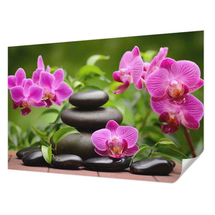 Fali Fotótapéta Autocolant, Wallfluent, Pietre de orhidee, Verde, 104 x 70 cm, Pentru Living, Birou, Hol, 010170060170000000960