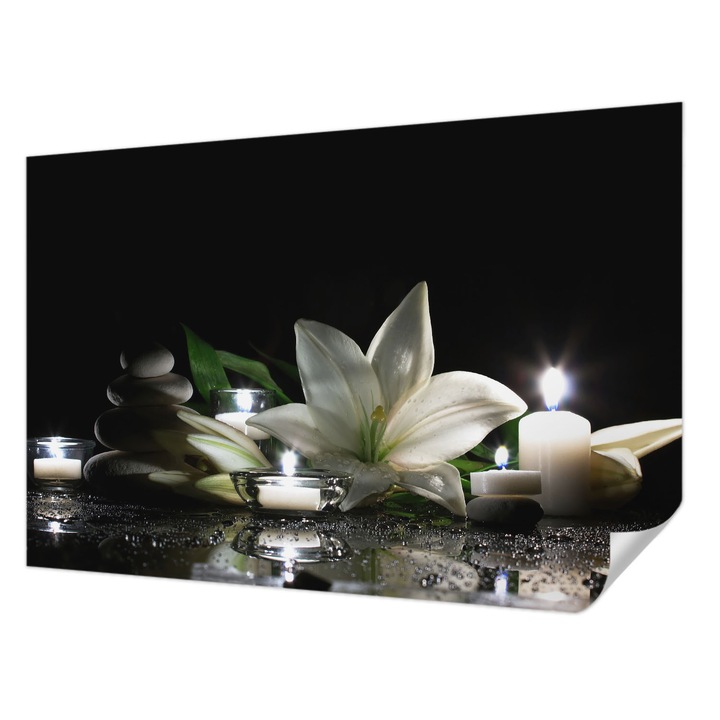 Öntapadós Tapéta Fali Dekoráció, Wallfluent, Pihentető jelenet, Fekete, 104 x 70 cm, Erős Ragasztó, Modern Belsőépítészeti Dekoráció, 010170060170000001818