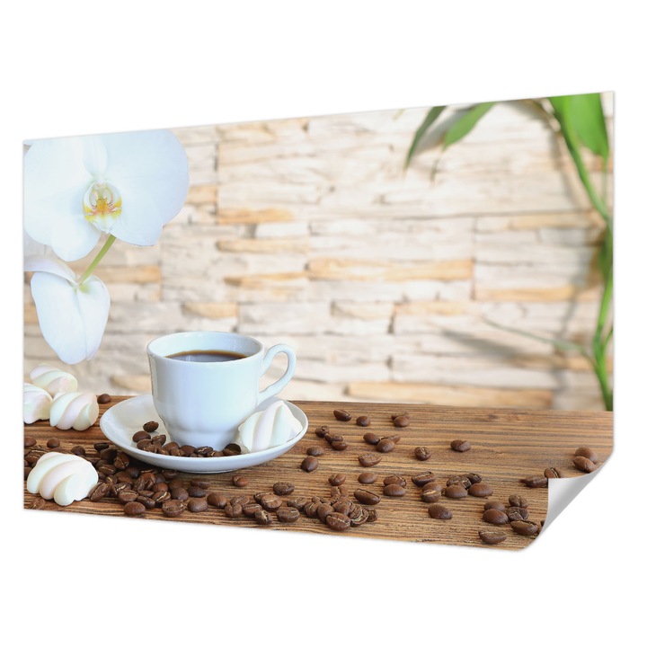 Öntapadós Dekor Tapéta, Wallfluent, Virágos kikapcsolódás, Fehér, 104 x 70 cm, Dekoráció, Falra, 010170060170000001676