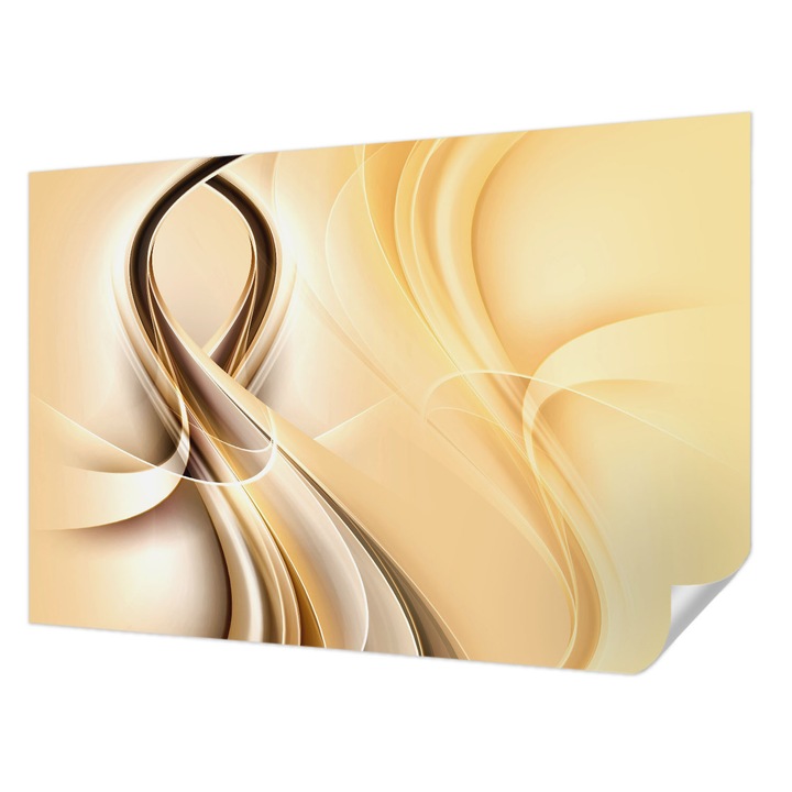 Öntapadós Fotótapéta Falra, Wallfluent, Hullámos vonalak, Bézs, 104 x 70 cm, Klasszikus, Könnyen Felszerelhető, 010170060170000005886