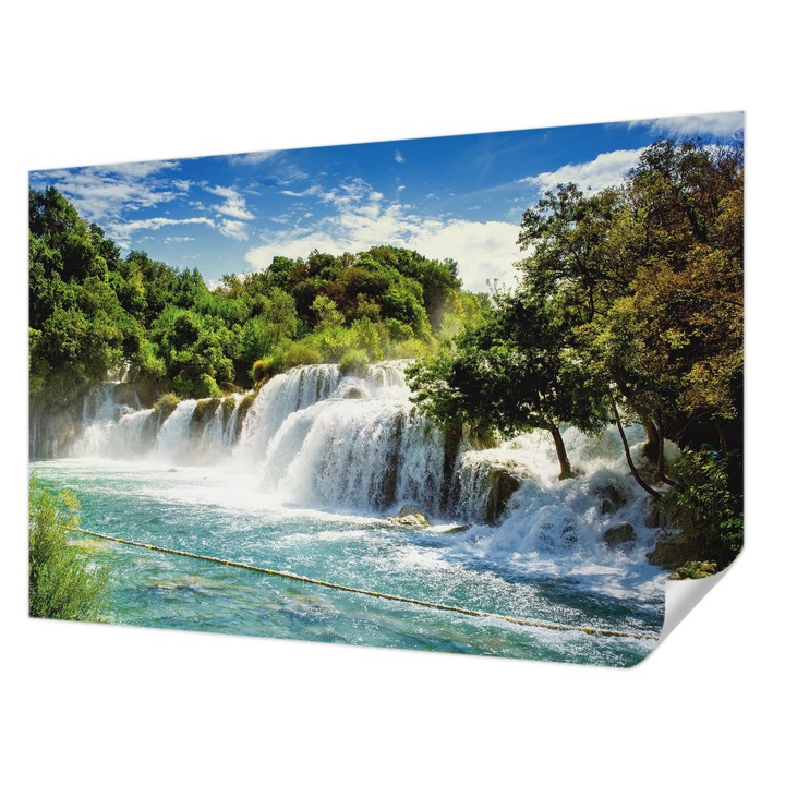 Öntapadós Tapéta Falra, Wallfluent, Egy lenyűgöző vízesés, Zöld, 104 x 70 cm, Könnyen Tisztítható, Nedvességálló, 010170060170000001897