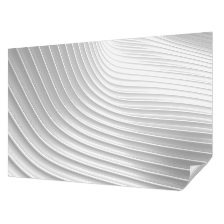 Öntapadós Fotótapéta Falra, Wallfluent, Elegáns hullámok, Fehér, 104 x 70 cm, Előszobába, Hálószobába, 010170060170000006025