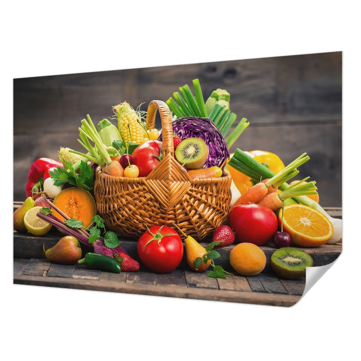 Öntapadós Tapéta Fali Dekoráció, Wallfluent, Gyümölcsös gazdagság, Zöld, 104 x 70 cm, Modern Dizájn, Nedvesség- És Foltálló, 010170060170000006827