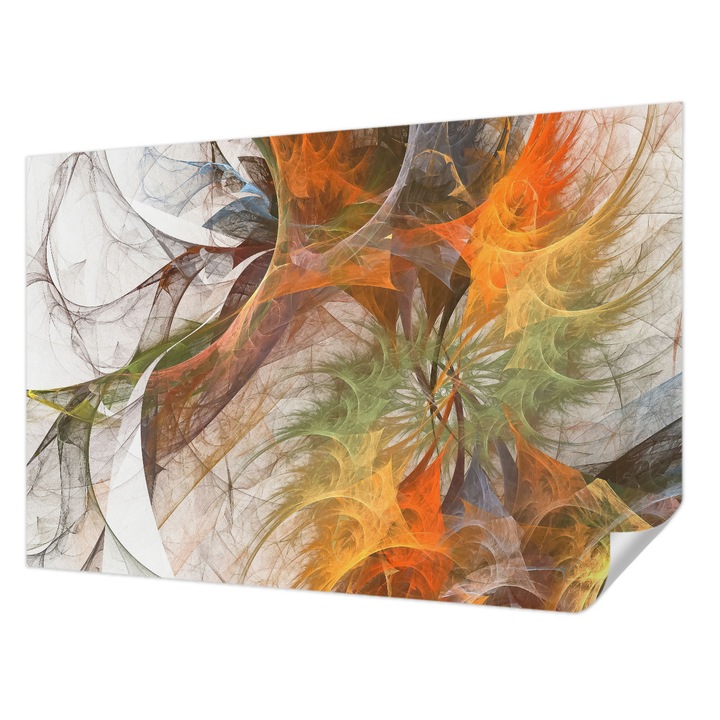 Öntapadós Dekor Tapéta, Wallfluent, Absztrakt kaleidoszkóp, Narancssárga, 104 x 70 cm, Dekoráció, Falra, 010170060170000009372